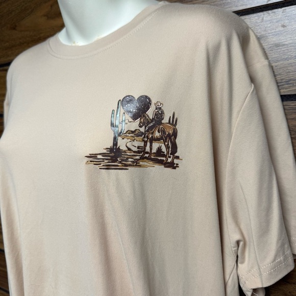 SHEIN Lainey Wilson  Tan Short Sleeve Tee with Graphic Design - Picture 7 of 7